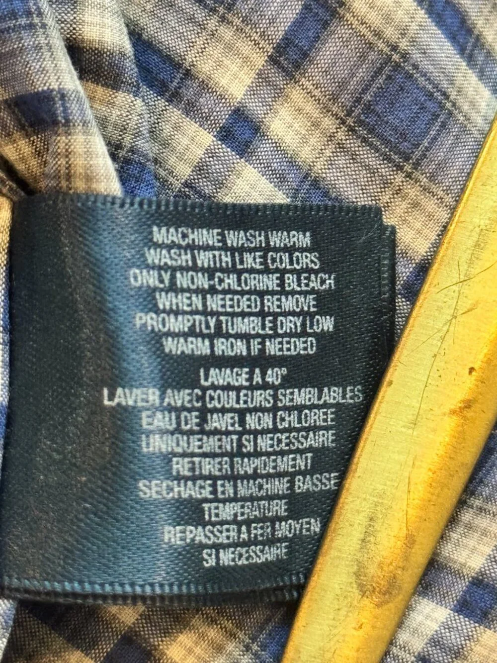Ralph Lauren Blue Plaid Button Down Shirt Youth XL 18-20 Ivory Pony MenXS Unisex